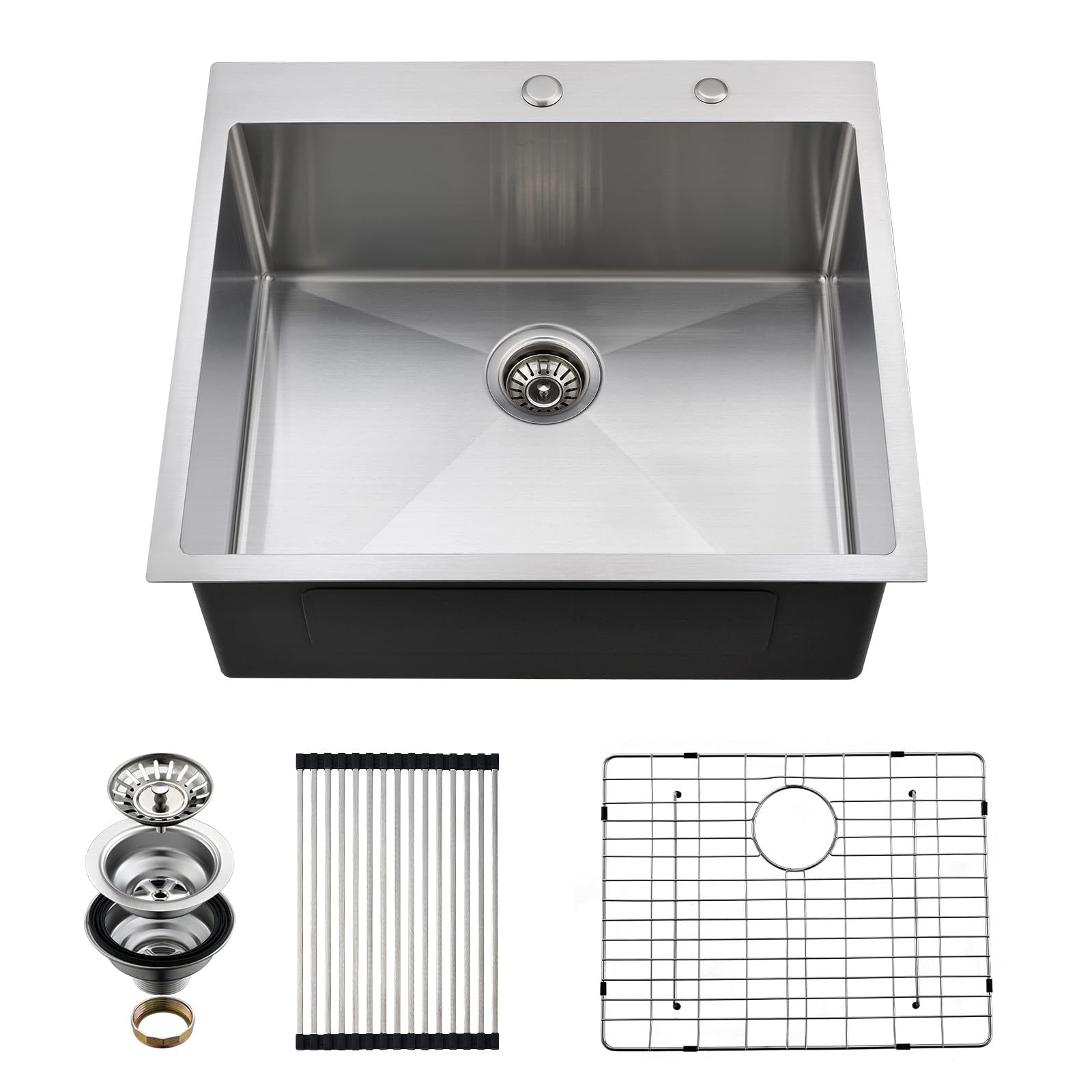 EcoChannels Drop In Kitchen Sink, 25 x 22 x 10 Inch 16 Gauge
